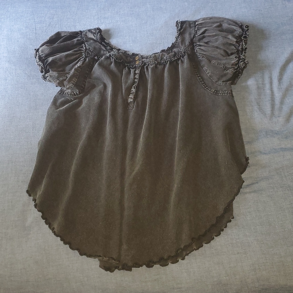 We The Free Black 100% Cotton Oversized Short Sleeve Peasant Top--EXC!!